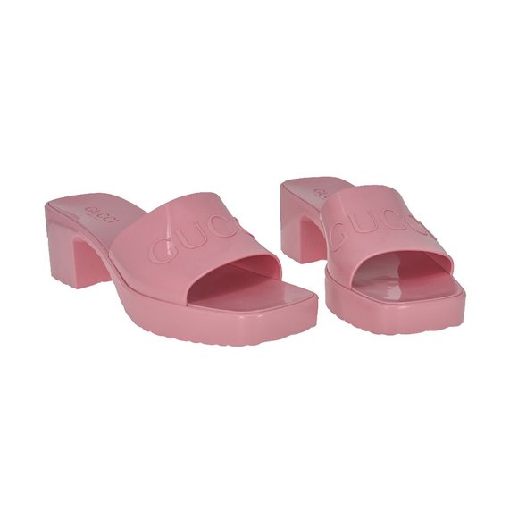Gucci Shoes - Gucci Logo Rubber Platform Slide Sandals